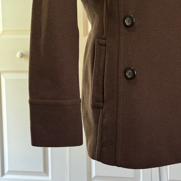 Croft & Barrow women’s Medium double breasted wool blend coat dark brown beauty - Picture 5 of 8